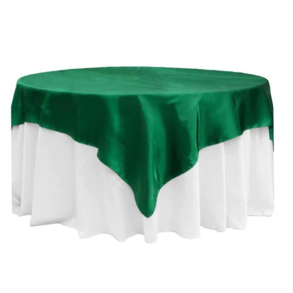 Emerald Green Square 72" Satin Table Overlay Wedding Dining Tablecloth - New